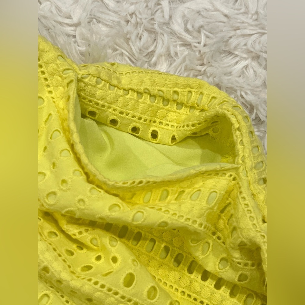 Madewell J. Crew Women’s Eyelet Lined Trail Lace Cotton Shift Dress Sz 6 Yellow - Picture 7 of 8